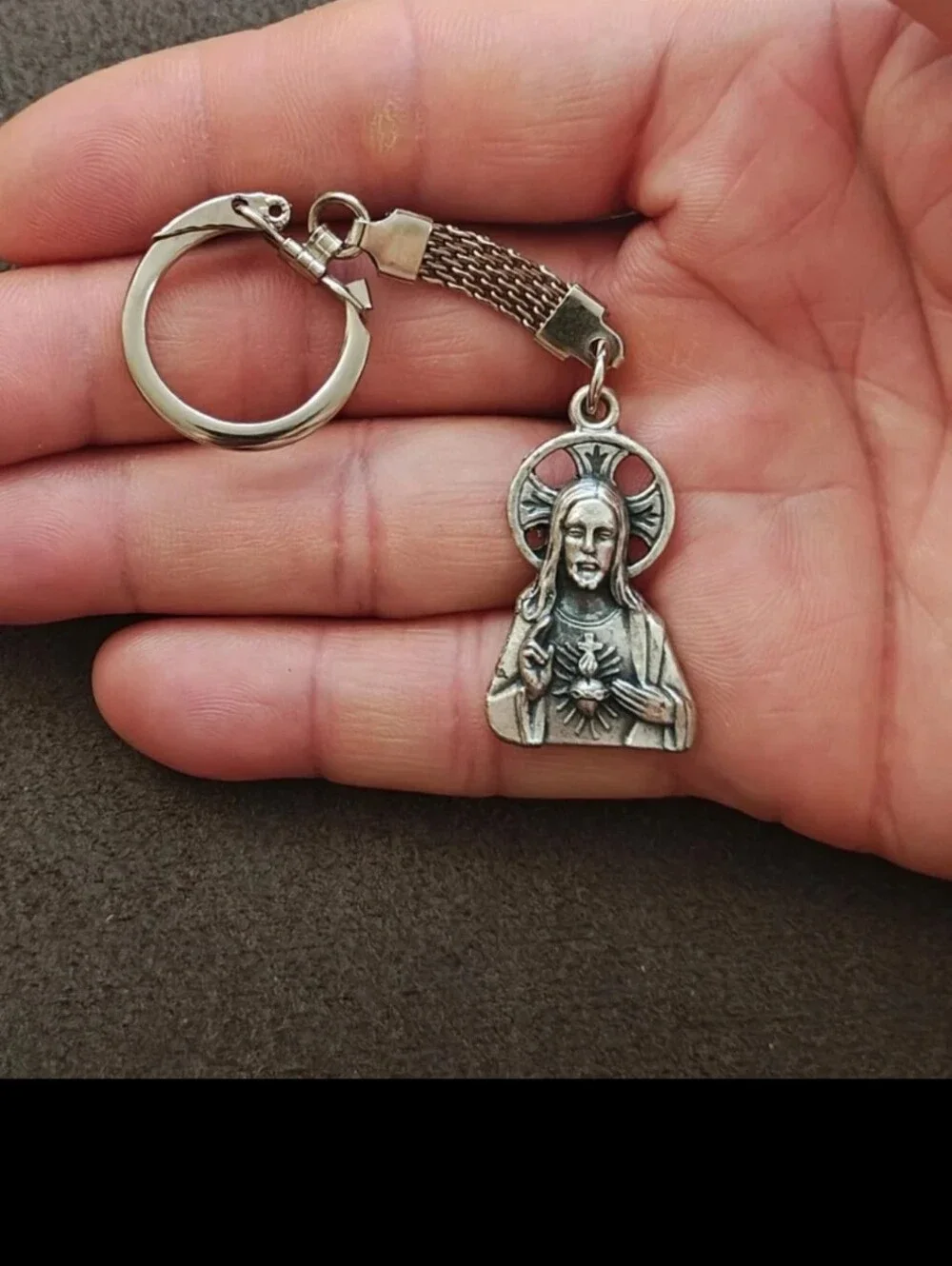 1960s/70s Sacred Heart of Jesus Pewter Keychain